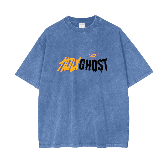 Holy Ghost Acid Wash Oversize T-Shirt - 250 GSM