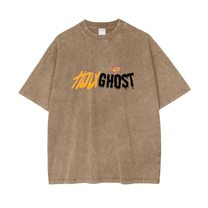 Holy Ghost Acid Wash Oversize T-Shirt - 250 GSM