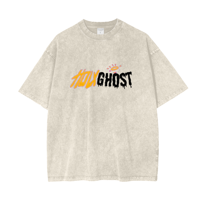 Holy Ghost Acid Wash Oversize T-Shirt - 250 GSM