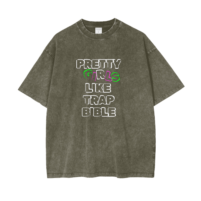 Pretty Girls Acid Wash Oversize T-Shirt - 250 GSM