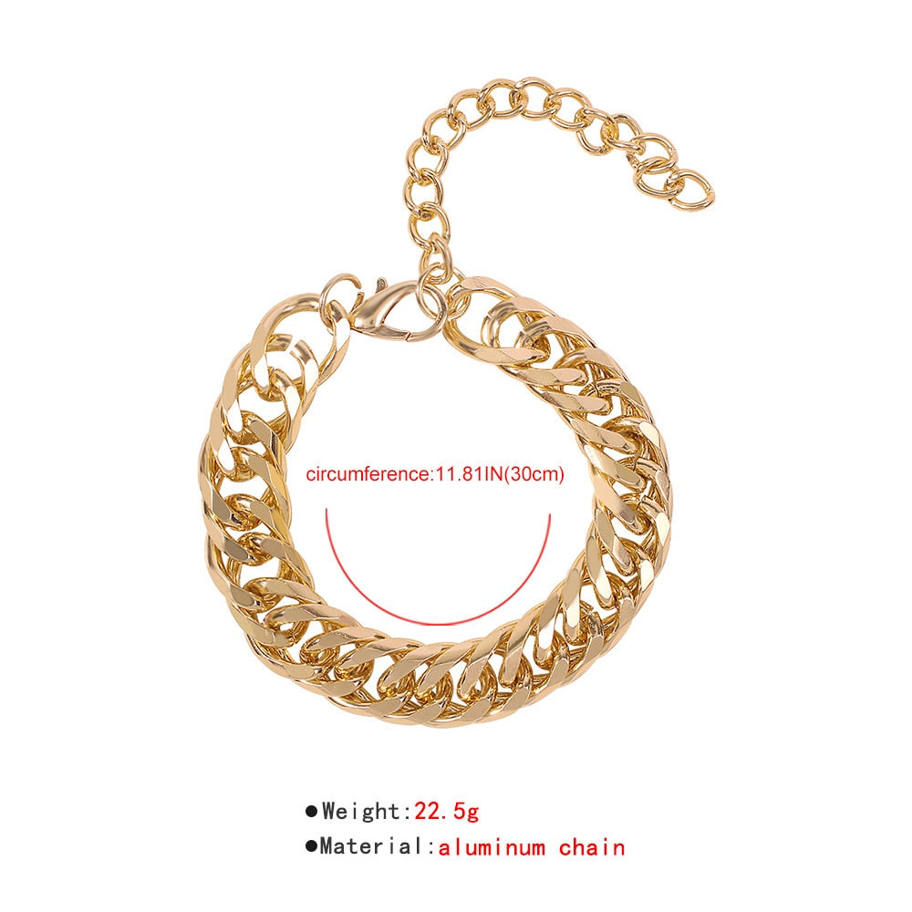 Boho 2021 Geometric Simple Thick Chain Bracelets For Women New Vintage Fashion Gold Punk Exaggerated Jewelry Party Gift