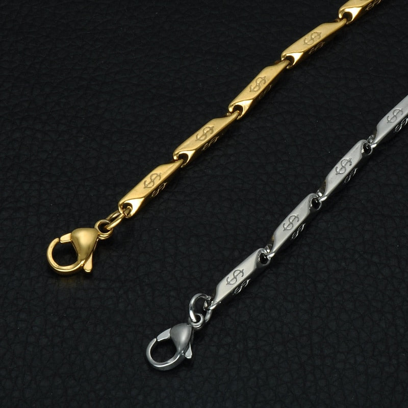 High Polished Gold Color Titanium stain resistant Steel US Dollar Pattern Stick Aberdeen metal metal chain

 Necklaces for Men Jewelry