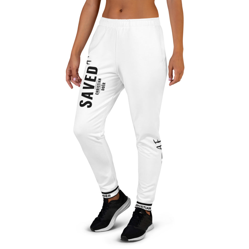 Christian Doer Saved and Forgiven - Women's Joggers White